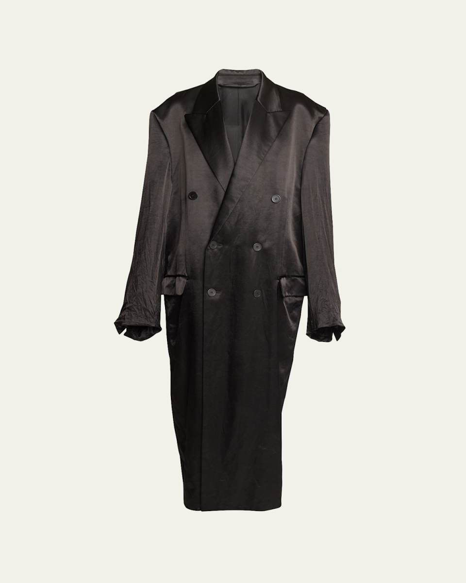 Steroid Double-Breast Satin Oversized Coat
